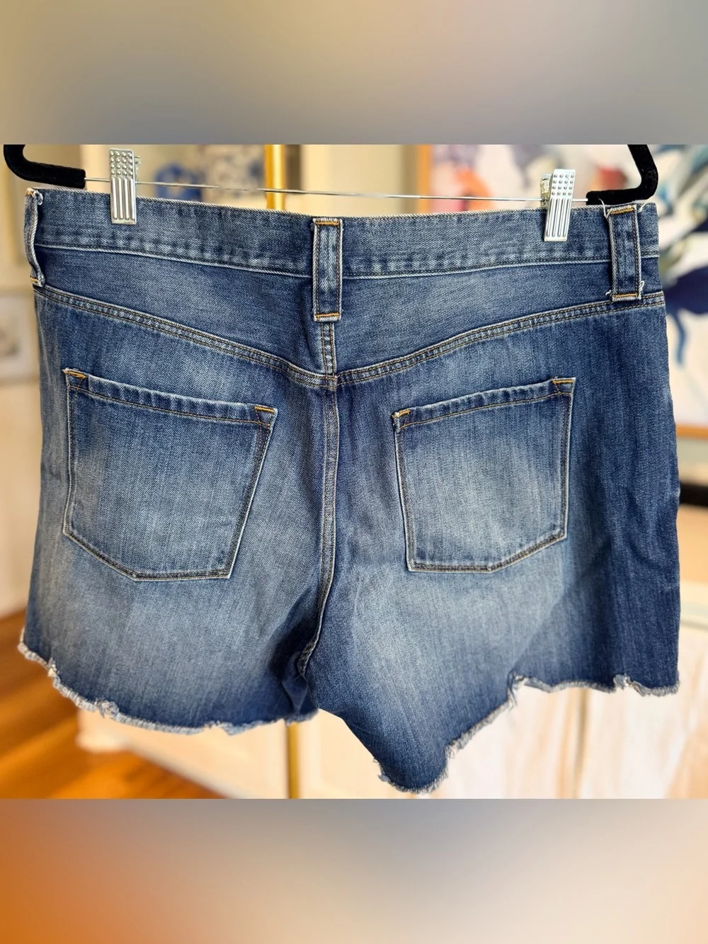 J. Crew Women's Medium Blue Distressed Denim Shorts - Picture 6 of 10